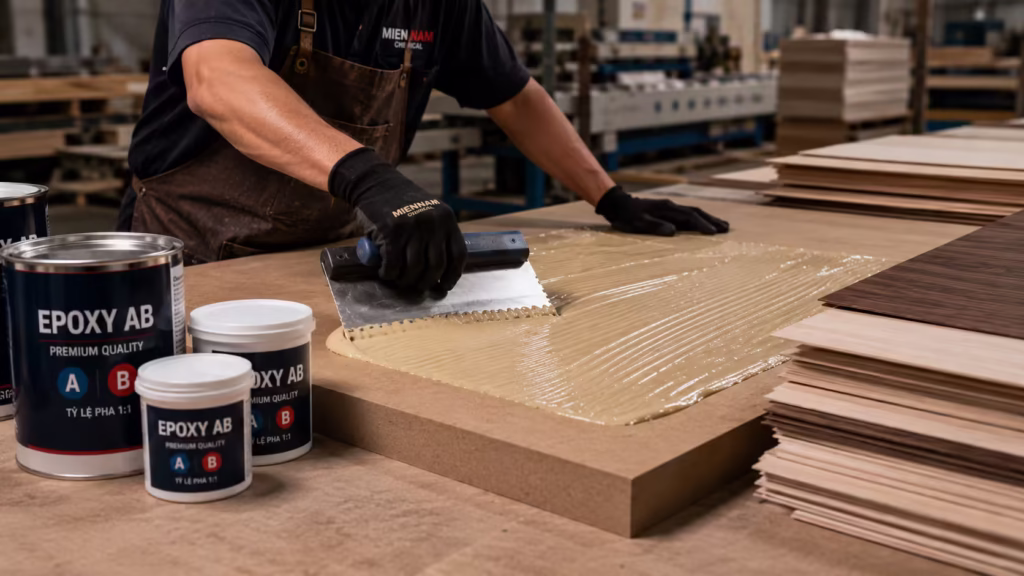 Kỹ thuật dán Veneer trên cốt gỗ công nghiệp không bị phồng rộp 2 Kỹ thuật dán Veneer trên cốt gỗ công nghiệp