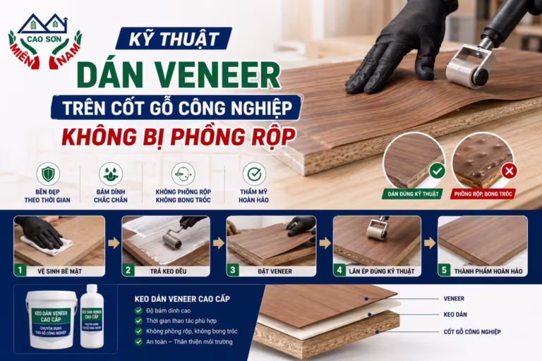 Cách dán Veneer trên cốt gỗ công nghiệp