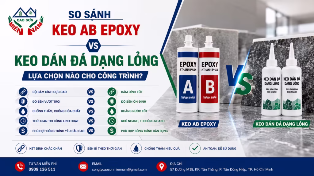 So sánh keo AB Epoxy và keo dán đá dạng lỏng 2 so sanh keo ab va keo dan da dang long khac
