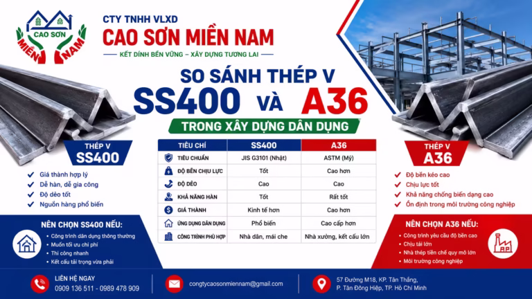 thép V SS400 và thép V A36 trong xây dựng dân dụng
