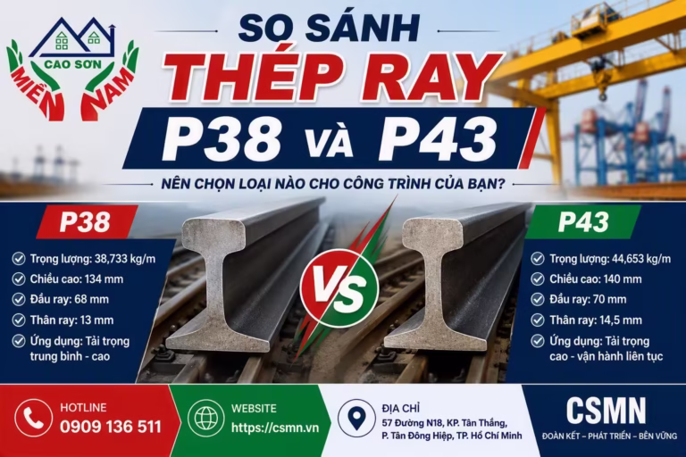 So sánh thép ray P38 và P43